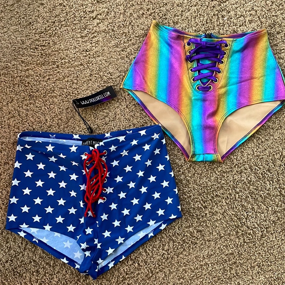 Two pairs of high waist rave shorts!